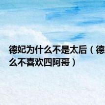 德妃为什么不是太后(德妃为什么不喜欢四阿哥)
