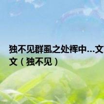 独不见群虱之处裈中…文言文译文(独不见)