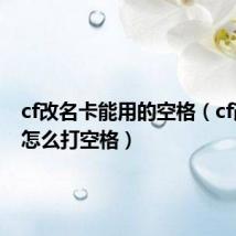 cf改名卡能用的空格(cf改名卡怎么打空格)