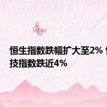 恒生指数跌幅扩大至2% 恒生科技指数跌近4%