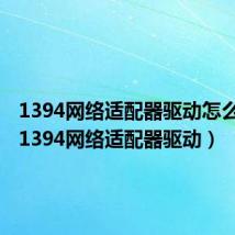 1394网络适配器驱动怎么安装(1394网络适配器驱动)
