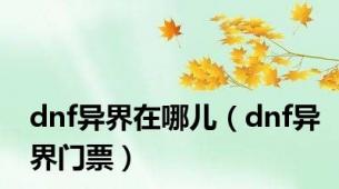 dnf异界在哪儿（dnf异界门票）