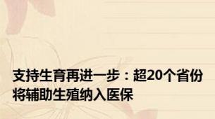 支持生育再进一步：超20个省份将辅助生殖纳入医保