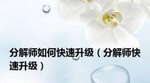分解师如何快速升级（分解师快速升级）