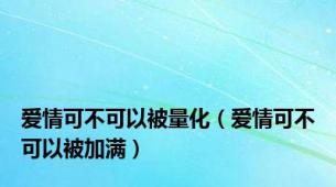 爱情可不可以被量化（爱情可不可以被加满）