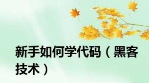 新手如何学代码（黑客技术）