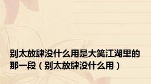 别太放肆没什么用是大笑江湖里的那一段（别太放肆没什么用）
