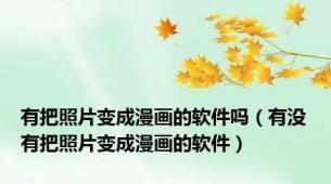有把照片变成漫画的软件吗（有没有把照片变成漫画的软件）