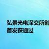 弘景光电深交所创业板首发获通过