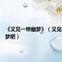 《又见一帘幽梦》(又见一帘幽梦吧)