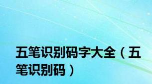 五笔识别码字大全（五笔识别码）