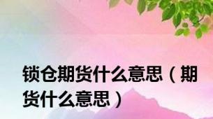锁仓期货什么意思（期货什么意思）