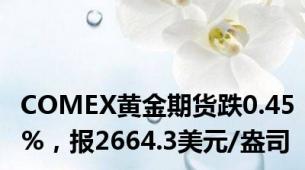 COMEX黄金期货跌0.45%，报2664.3美元/盎司
