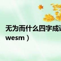 无为而什么四字成语(wwesm)