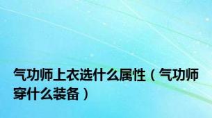 气功师上衣选什么属性（气功师穿什么装备）