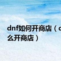 dnf如何开商店(dnf怎么开商店)