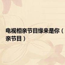 电视相亲节目缘来是你(电视相亲节目)