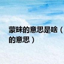 蒙昧的意思是啥（蒙昧的意思）