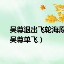 吴尊退出飞轮海原因（吴尊单飞）