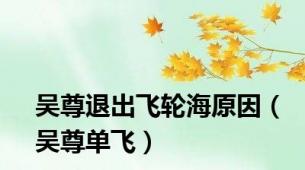 吴尊退出飞轮海原因（吴尊单飞）