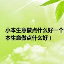 小本生意做点什么好一个人(小本生意做点什么好)