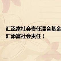 汇添富社会责任混合基金净值(汇添富社会责任)