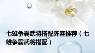 七雄争霸武将搭配阵容推荐（七雄争霸武将搭配）