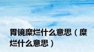 胃镜糜烂什么意思（糜烂什么意思）