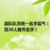 战队队员统一名字霸气（战队队员20人整齐名字）