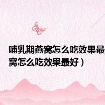 哺乳期燕窝怎么吃效果最好(燕窝怎么吃效果最好)