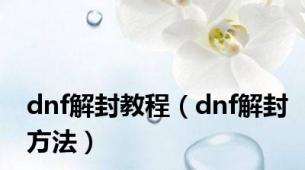 dnf解封教程（dnf解封方法）