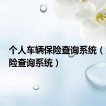 个人车辆保险查询系统(汽车保险查询系统)