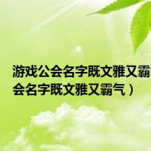 游戏公会名字既文雅又霸气(公会名字既文雅又霸气)