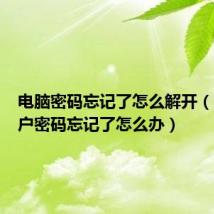 电脑密码忘记了怎么解开(电脑账户密码忘记了怎么办)