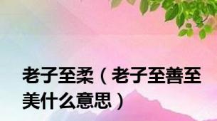 老子至柔（老子至善至美什么意思）