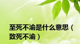 至死不渝是什么意思（致死不渝）