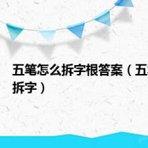 五笔怎么拆字根答案（五笔怎么拆字）