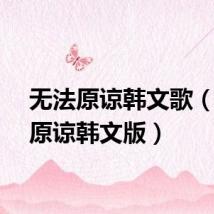 无法原谅韩文歌（无法原谅韩文版）