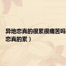 异地恋真的很累很痛苦吗(异地恋真的累)
