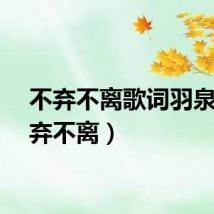 不弃不离歌词羽泉（不弃不离）