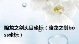 降龙之剑头目坐标（降龙之剑boss坐标）