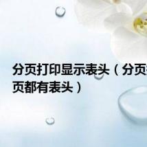 分页打印显示表头(分页打印每页都有表头)