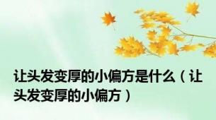 让头发变厚的小偏方是什么（让头发变厚的小偏方）