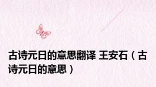 古诗元日的意思翻译 王安石（古诗元日的意思）