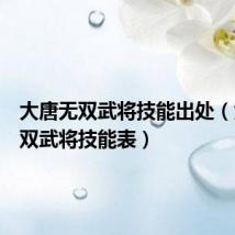 大唐无双武将技能出处(大唐无双武将技能表)