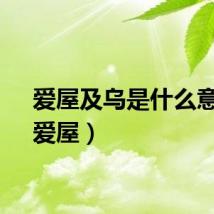 爱屋及乌是什么意思（爱屋）