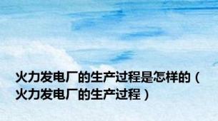 火力发电厂的生产过程是怎样的（火力发电厂的生产过程）