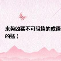 来势凶猛不可阻挡的成语（来势凶猛）