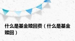 什么是基金赎回费（什么是基金赎回）