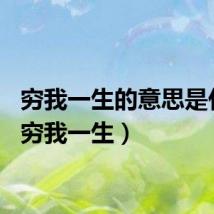 穷我一生的意思是什么（穷我一生）